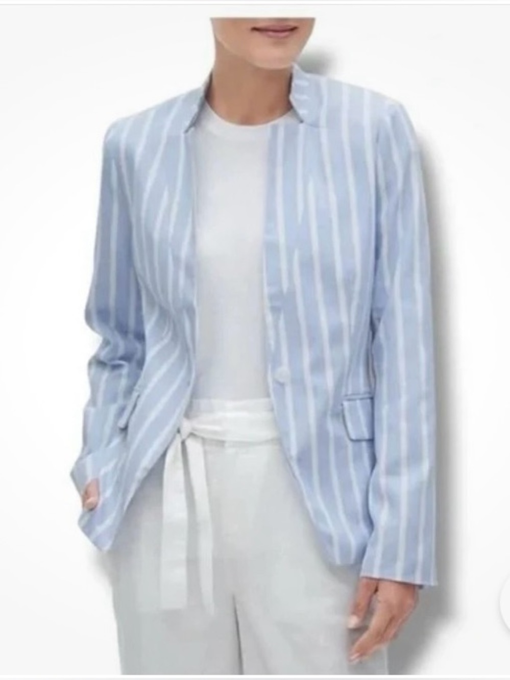 Banana Republic inverted collar cut away One Button Linen Blend Blazer Size 14